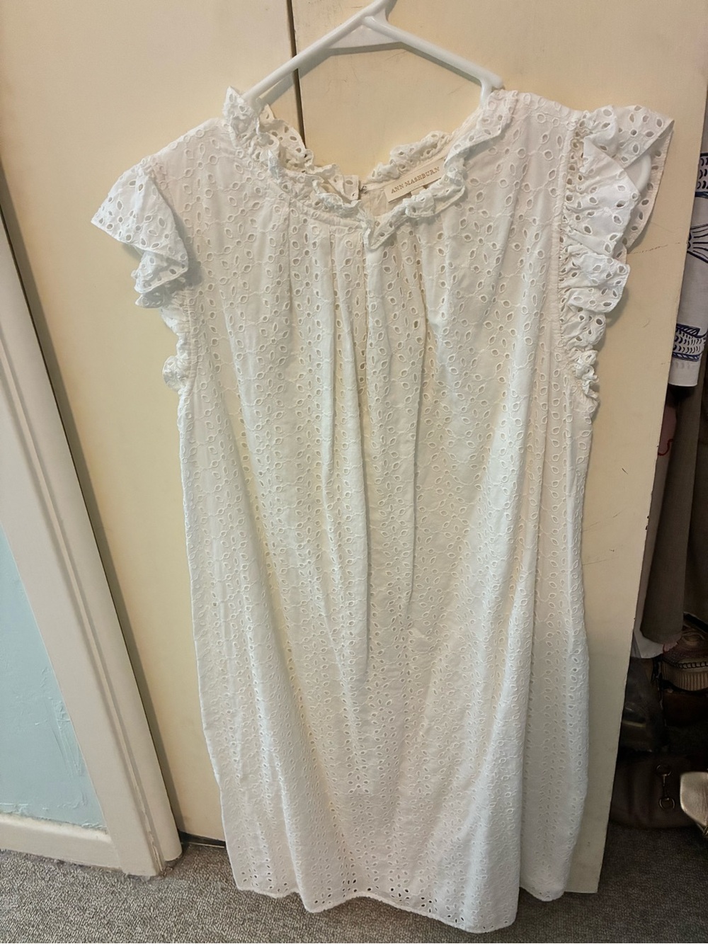 ANN MASHBURN White Eyelet Ruffle dress